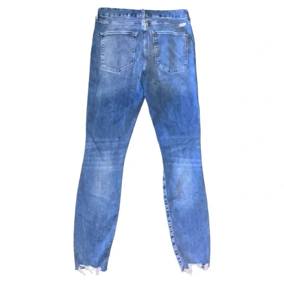 & Denim by H&M Womens 31 Lt Blue Skinny Jeans High Rise Distressed Ripped Denim - Picture 3 of 7